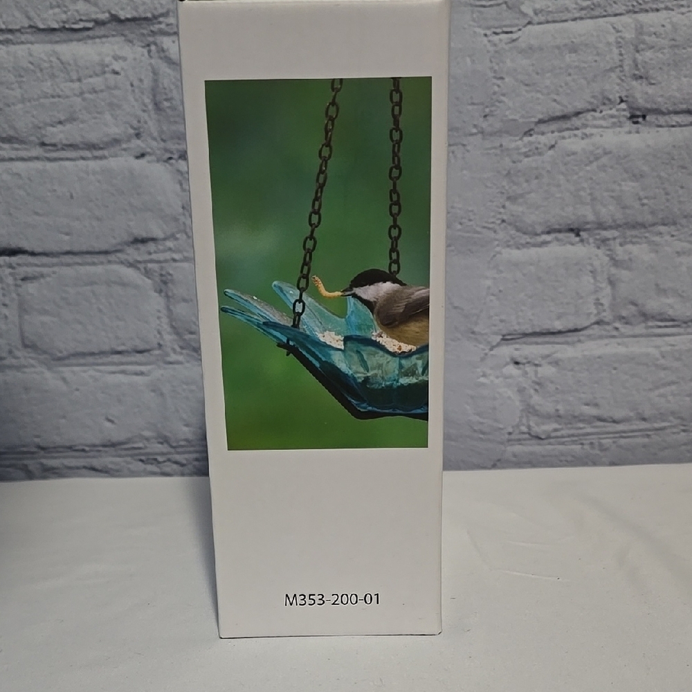 Bird Feeder Daisy shaped lime green glass 8" - Picture 3 of 4